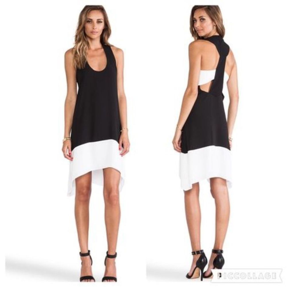 BCBGMaxAzria Black White Kylie Colorblock Dress